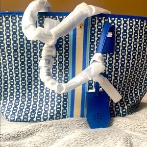 Tory Burch Blue Gemini link tote